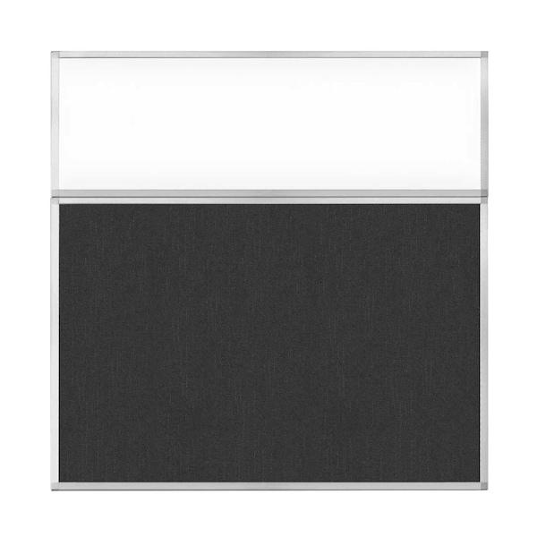 Hush Panel Configurable Cubicle Partition 6' x 6' W/ Window Black Fabric Clear Window